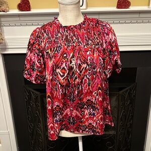 Vibrant Red and Pink Women's Top